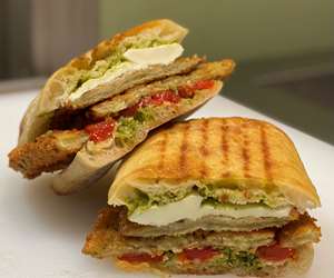 Breaded Eggplant Pesto Panini 