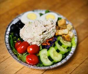 Garden Salad with a Scoop of Homemade Chicken Salad 