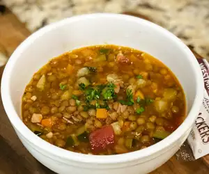 Homemade Lentil & Ham Soup 