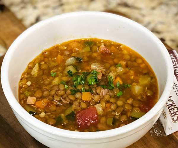 Homemade Lentil & Ham Soup 