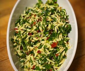 Homemade Orzo Salad (Orzo, Sun-Dried Tomato, Spinach, Red Onion & Feta Cheese)